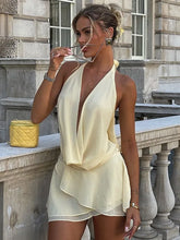 Minivestido informal liso con cuello redondo y borde con volantes para mujer, vestidos holgados plisados con manga acampanada, novedad de verano 2025, vestido de vacaciones para mujer