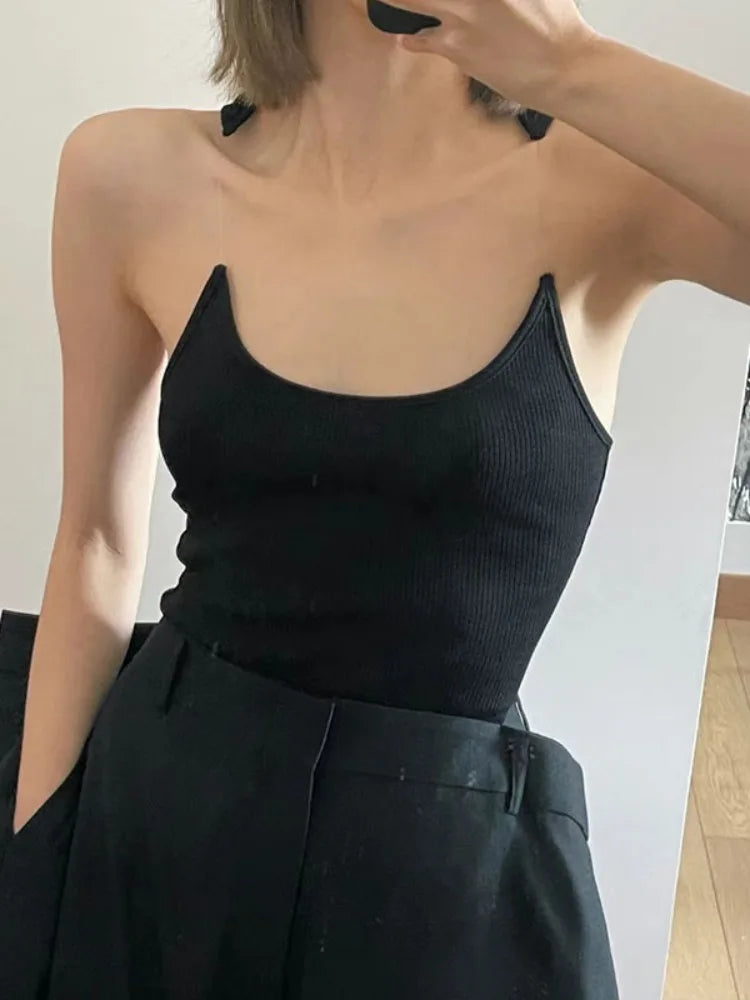 Tossy-Camiseta sin mangas con tirantes invisibles para mujer, Camiseta básica sin mangas acanalada de punto, corpiño con corsé recortado, Tops con hombros abiertos
