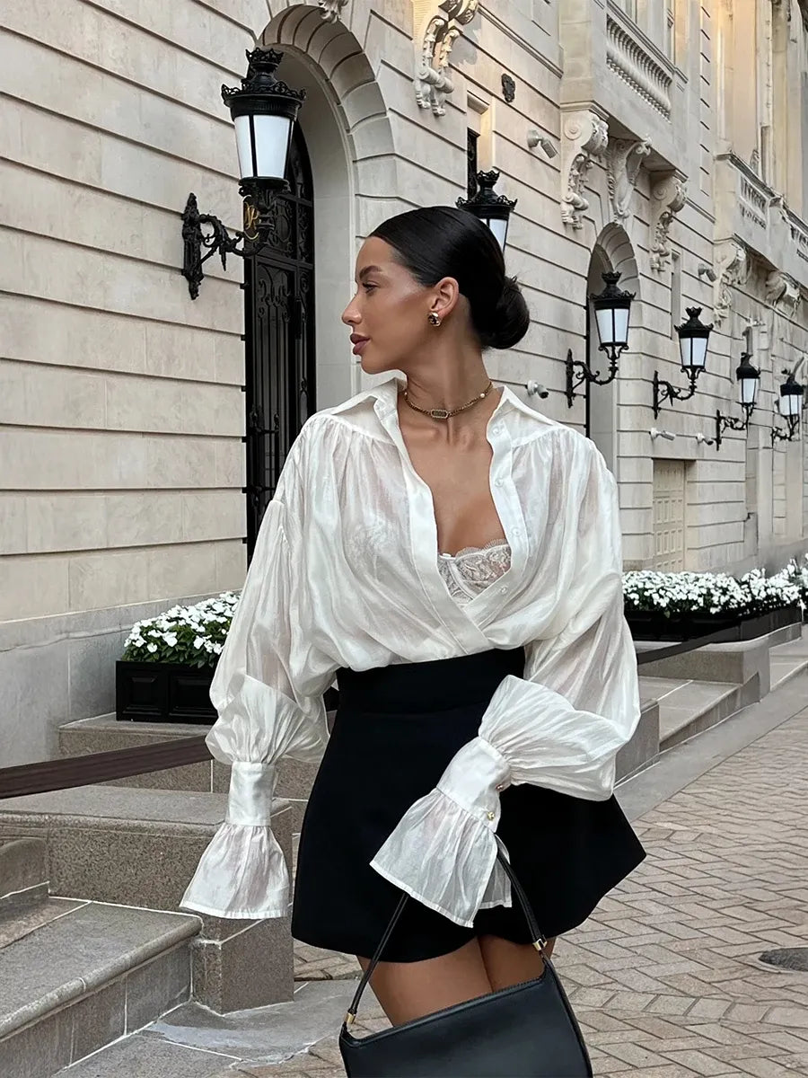 Camisa Elegante Lapela Rosa