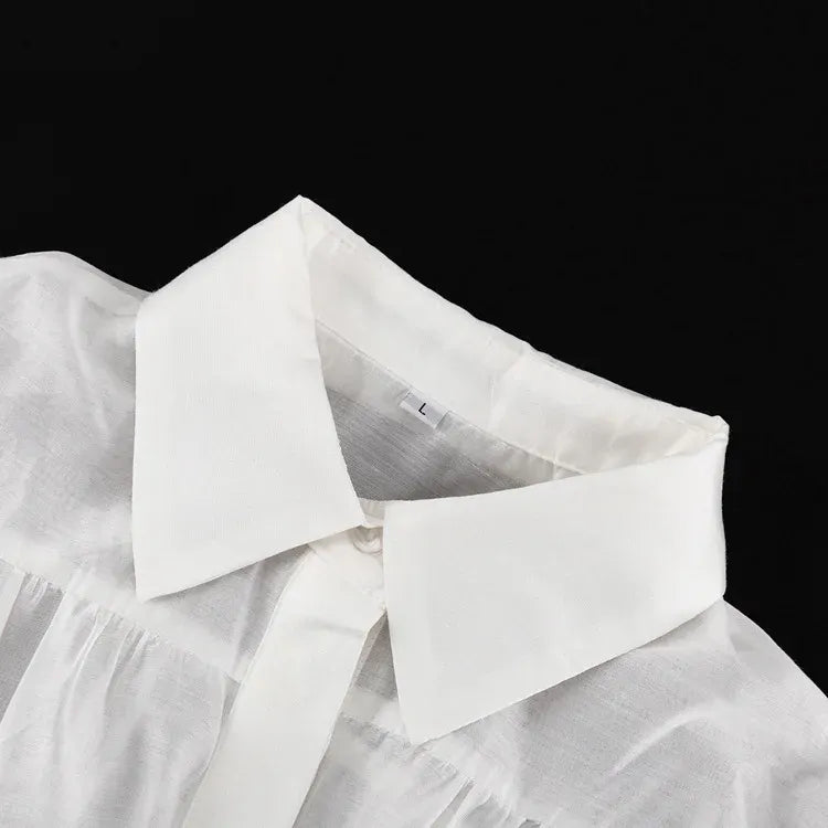 Camisa Elegante Lapela Rosa