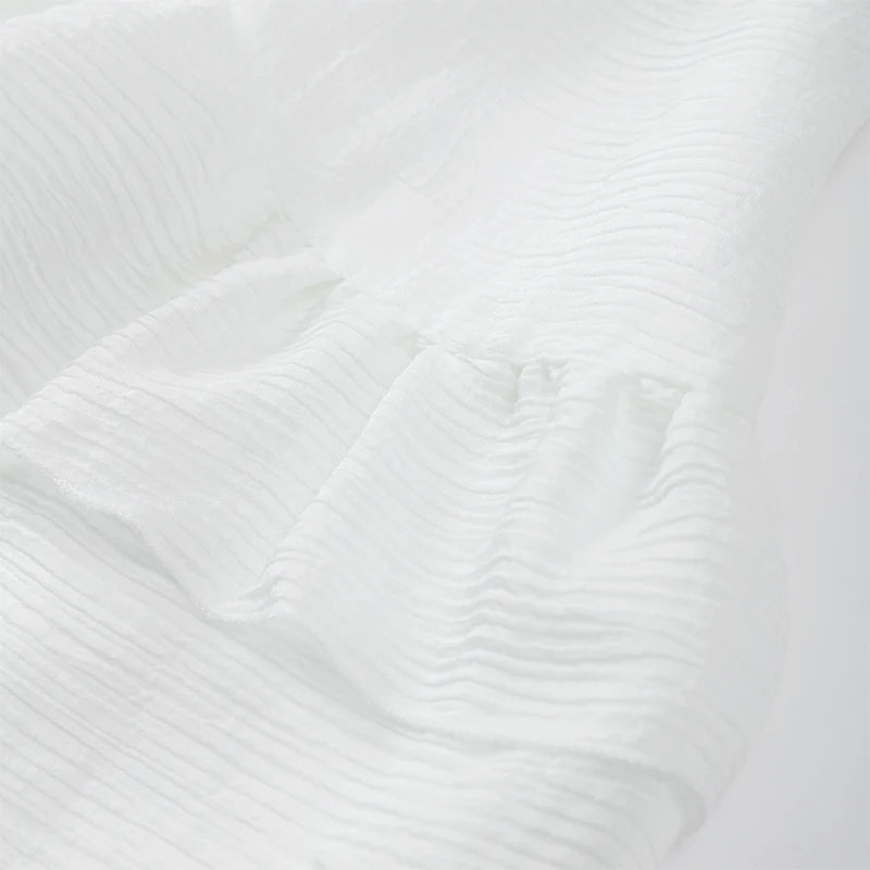 Minivestido informal liso con cuello redondo y borde con volantes para mujer, vestidos holgados plisados con manga acampanada, novedad de verano 2025, vestido de vacaciones para mujer