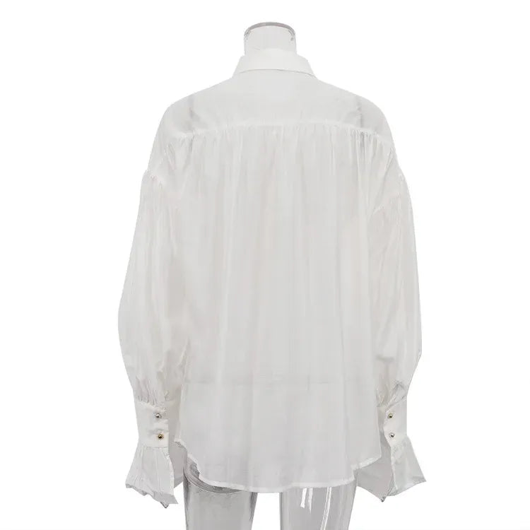 Camisa Elegante Lapela Rosa