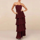 Vestido plisado estilo playero, falda sin mangas con forma de pastel, vestido de gama alta, vestido de noche elegante a la moda para mujer 2025 con marco