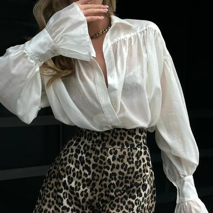 Camisa Elegante Lapela Rosa
