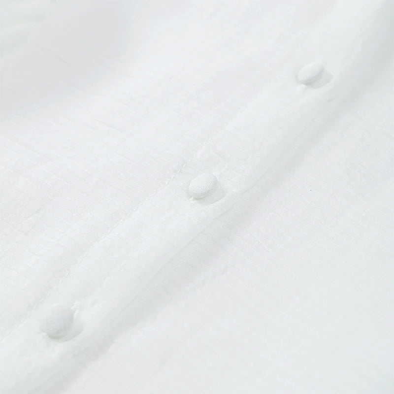 Minivestido informal liso con cuello redondo y borde con volantes para mujer, vestidos holgados plisados con manga acampanada, novedad de verano 2025, vestido de vacaciones para mujer