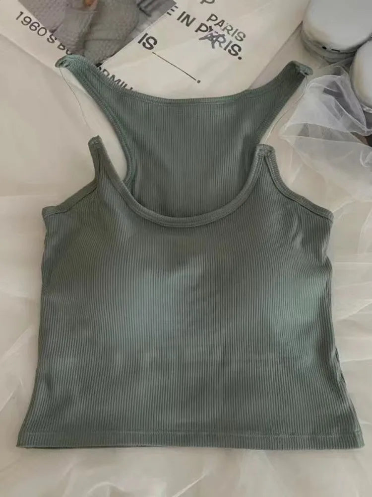 Tossy-Camiseta sin mangas con tirantes invisibles para mujer, Camiseta básica sin mangas acanalada de punto, corpiño con corsé recortado, Tops con hombros abiertos