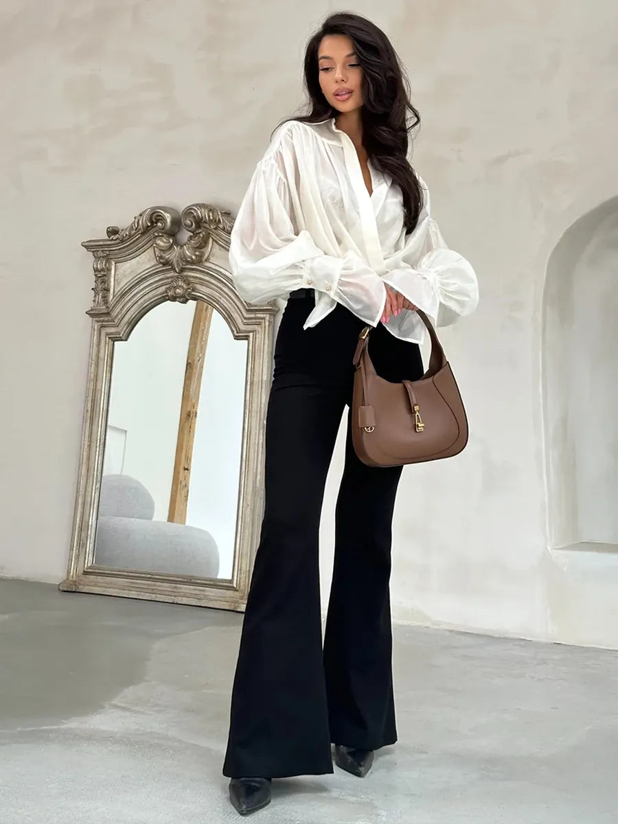 Camisa Elegante Lapela Rosa