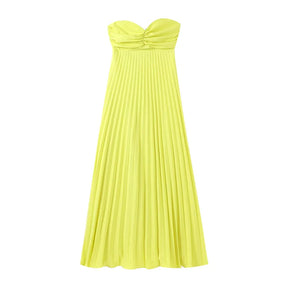 Vestidos plisados con cinta sin tirantes para mujer, vestido largo Sexy sin mangas y espalda descubierta, batas de fiesta de noche para señora nueva de primavera 2025