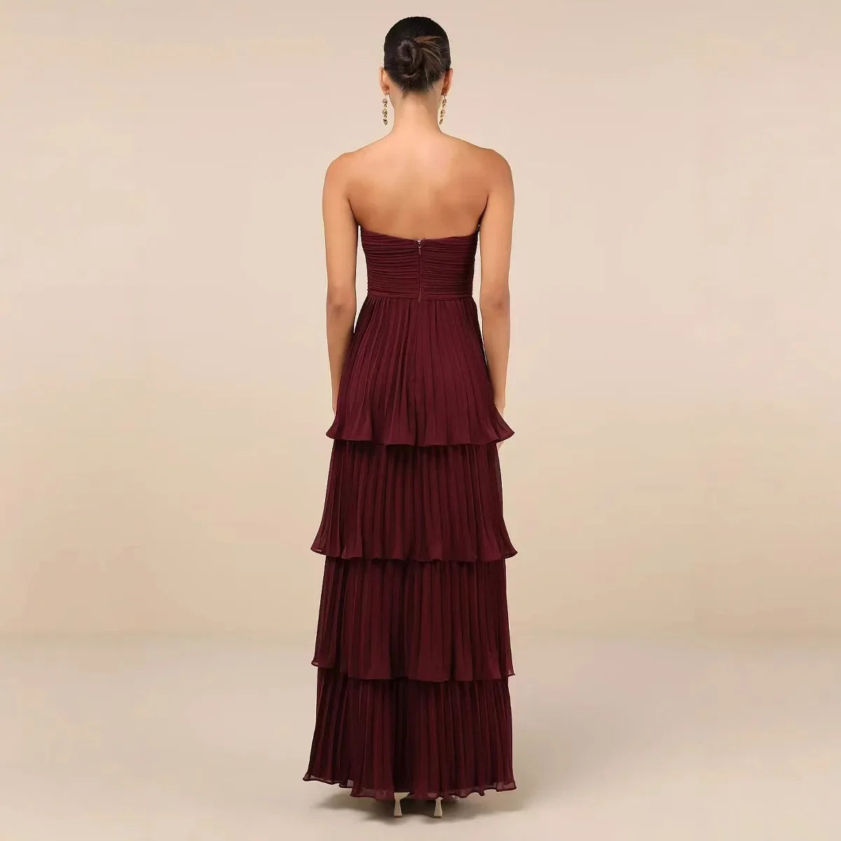 Vestido plisado estilo playero, falda sin mangas con forma de pastel, vestido de gama alta, vestido de noche elegante a la moda para mujer 2025 con marco
