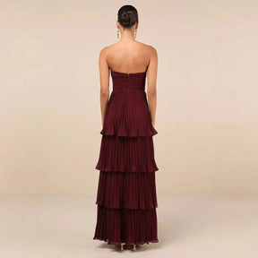 Vestido plisado estilo playero, falda sin mangas con forma de pastel, vestido de gama alta, vestido de noche elegante a la moda para mujer 2025 con marco