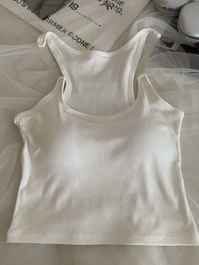 Tossy-Camiseta sin mangas con tirantes invisibles para mujer, Camiseta básica sin mangas acanalada de punto, corpiño con corsé recortado, Tops con hombros abiertos