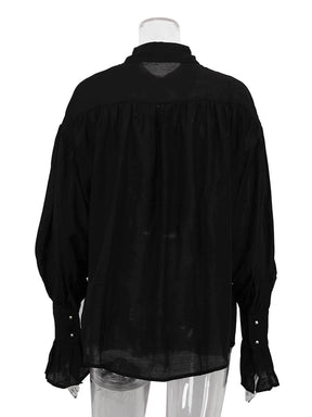 Clacive moda solta rosa escritório blusa feminina 2024 elegante lapela camisa de manga longa casual clássico sólido topo roupas femininas
