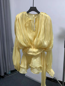 Twotwinstyle blusa sólida mini vestidos para mulheres com decote em v manga longa emendado rendas até vestido estilo doce roupas femininas moda