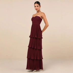 Vestido plisado estilo playero, falda sin mangas con forma de pastel, vestido de gama alta, vestido de noche elegante a la moda para mujer 2025 con marco