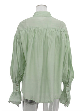 Clacive moda solta rosa escritório blusa feminina 2024 elegante lapela camisa de manga longa casual clássico sólido topo roupas femininas