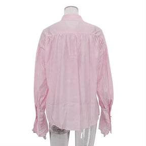 Camisa Elegante Lapela Rosa