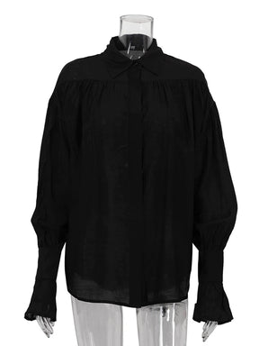 Clacive moda solta rosa escritório blusa feminina 2024 elegante lapela camisa de manga longa casual clássico sólido topo roupas femininas