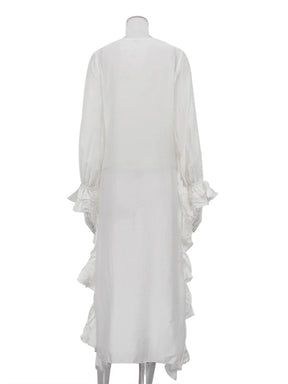 Clacive sexy solto branco camisa feminina 2025 moda com decote em v camisas de manga longa elegante plissado irregular topo roupas femininas