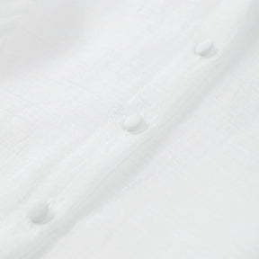 Minivestido informal liso con cuello redondo y borde con volantes para mujer, vestidos holgados plisados con manga acampanada, novedad de verano 2025, vestido de vacaciones para mujer